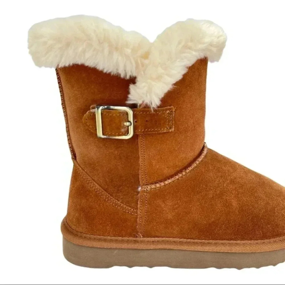 Style & Co Tiny2 Tan Suede Leather Faux Fur Womens Ankle Boots Size 6M - Picture 8 of 13